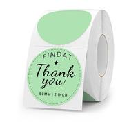 FINDAT Green Round Thermal Labels 50 mm Circle Stickers Vinyl Direct Waterproof Multi-Purpose Self-Adhesive Removable Name Tags for QR Code Barcode DIY Logo 500 PCS