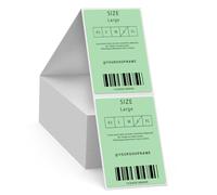 FINDAT Green Thermal Labels 50 x 76 mm Vinyl Fanfold Shipping Stickers Self-Adhesive Removable Waterproof Decals for Warehouse Office Barcode 500 PCS