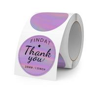FINDAT Holographic Thermal Labels 38 mm Purple Round Stickers Removable Self-Adhesive Waterproof Decals for DIY Logo Barcode Qr Code 200 PCS