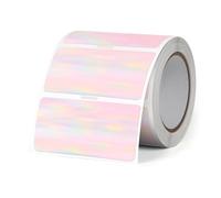 FINDAT Holographic Thermal Labels 50 x 25 mm Rainbow Rectangular Stickers Self-Adhesive Waterproof Printable Decals for DIY Logo Barcode QR Code 300 PCS