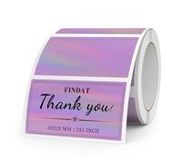 FINDAT Holographic Thermal Labels 50 x 25 mm Rectangular Purple Stickers Self-Adhesive Waterproof Removable Decals for DIY Logo Barcode QR Code 200 PCS