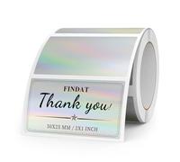 FINDAT Holographic Thermal Labels 50 x 25 mm Rectangular Silver Stickers Vinyl Waterproof Removable Self-Adhesive Name Tags for QR Code Barcode DIY Logo 200 PCS