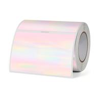 FINDAT Holographic Thermal Labels 76 x 50 mm Rainbow Rectangular Stickers Self-Adhesive Waterproof Printable Decals for DIY Logo Barcode QR Code 300 PCS