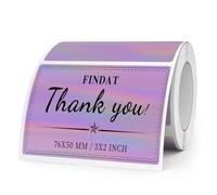 FINDAT Holographic Thermal Labels 76 x 50 mm Rectangular Purple Stickers Self-Adhesive Waterproof Removable Decals for DIY Logo Barcode QR Code 200 PCS