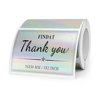 FINDAT Holographic Thermal Labels 76 x 50 mm Rectangular Silver Stickers Vinyl Waterproof Removable Self-Adhesive Name Tags for QR Code Barcode DIY Logo 200 PCS