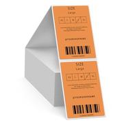 FINDAT Orange Thermal Labels 50 x 76 mm Vinyl Fanfold Shipping Stickers Self-Adhesive Removable Waterproof Decals for Warehouse Office Barcode 500 PCS