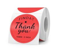 FINDAT Red Round Thermal Labels 76 mm Circle Stickers Direct Waterproof Multi-Purpose Vinyl Self-Adhesive Removable Name Tags for Office Business Barcode DIY Logo 500 PCS