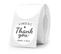 FINDAT White Round Thermal Labels 50 mm Circle Stickers Vinyl Direct Waterproof Multi-Purpose Self-Adhesive Removable Name Tags for QR Code Barcode DIY Logo 500 PCS