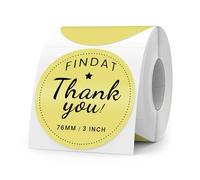 FINDAT Yellow Round Thermal Labels 76 mm Circle Stickers Direct Waterproof Multi-Purpose vinyl Self-Adhesive Removable Name Tags for Office Business Barcode DIY Logo 500 PCS