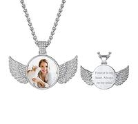 FindChic Angle Wings Picture Necklace Customised Jewellery 55cm Men Women Wing Photo Engraved Necklace