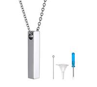 FindChic Bar Necklace for Ashes Stainless Steel Urn Keepsake Jewelry Waterproof Stainless Steel Memorial Cremation Pendant Necklace