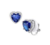 FindChic Clip on Earrings for Women Non Pierced Hypoallergenic Earrings Stud Cubic Zirconia Sapphire Crystal Heart Studs September Birthstone Jewellery Gift for Daughter