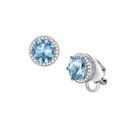FindChic Clip on Earrings for Women Non Pierced Hypoallergenic Stud Earrings Cubic Zirconia Aquamarine Blue Crystal Round Studs March Birthday Jewellery Gift for Daughter
