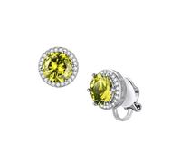 FindChic Clip on Earrings for Women Non Pierced Hypoallergenic Stud Earrings Cubic Zirconia Peridot Crystal Round Studs August Birthstone Jewellery Gift for Wife