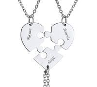 FindChic Customised Split Heart Necklace Personalised Puzzle Jewellery Stainless Steel Matching Trio Necklace Puzzle Necklace for 3