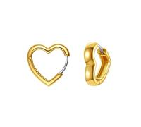 FindChic Earrings for Women, Heart Earrings 15mm, Gold Hoop Earring, S925 Posts Lightweight Cute Women's Ear Jewellery Gift for Wife