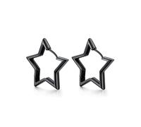 FindChic Earrings for Women, Star Hoops 60mm, Black Plated Huggie Earring, Lightweight Large Cute Women's Ear Jewellery Gift for Her
