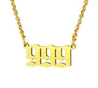 FindChic Gold Stainless Steel Chain Angel Number Chains for Women 999 Necklace Pendant Choker Necklaces Womens Trendy Jewellery