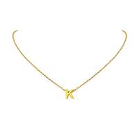 FindChic Initial Necklace for Women Letter K Pendant Alphabet Gold Letter Choker Necklaces with Stainless Steel Chain 16+2 Inch Extender Chains Women Jewellery Gift