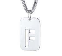 FindChic Men's Dog Tag Necklace Initial Pendant Silver Necklace Letters