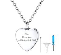 FindChic Personalised Heart Necklace Urns Cremation Jewellry for Men Women Heart Ashes Necklace
