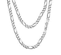 FindChic Silver Chains Mens Sterling Silver Figaro Chain Necklace Real Chain Italian Chain Sterling Silver Chain 5mm