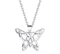 FindChic Silver Necklaces for Women Butterfly Necklace Sterling Silver Chain Cute Necklace Butterfly Jewellery Womens Necklace Celtic Knot Necklace