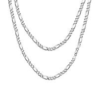 FindChic Sterling Silver Chain Mens Figaro Chain Necklace Real Chain Link Necklaces for Women Sterling Silver Necklace Chain Italian Chain 3mm Chain for Pendant Real Chains