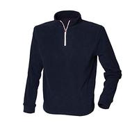 Finden & Hales Mens 1/4 Zip Long Sleeve Piped Fleece Top (2XL) (Navy/White)