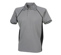 Finden & Hales Men's Piped Performance Sports Polo Shirt in Mid Grey | Size: XL Finden & Hales Mid Grey XL