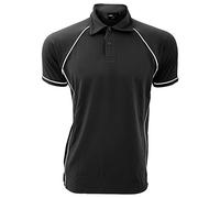 Finden & Hales Mens Piped Performance Sports Polo Shirt (L) (Black/White)