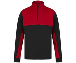 Finden & Hales Mens Quarter Zip Track Top (XXL) (Black/Red)