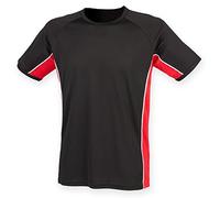 Finden & Hales Mens Short Sleeve Performance Panel Sports T-Shirt (M) (Black/Red/White)