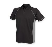 Finden Hales Piped Performance Polo Black Gunmetal Grey CoolPlus Sports Fit