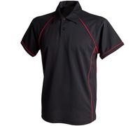 Finden Hales Piped Performance Polo Black Red CoolPlus Sports Fit Raglan
