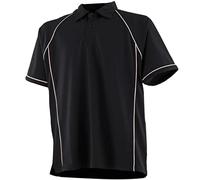 Finden Hales Piped Performance Polo Black White CoolPlus Sports Fit Raglan