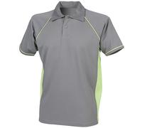 Finden Hales Piped Performance Polo Gunmetal Grey Lime CoolPlus Sports Fit