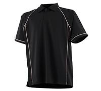 Finden & Hales Piped Performance Sports Polo Shirt in True Black | Size: 5-6 Years Finden & Hales True Black 5-6 Years