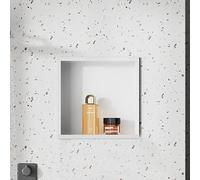 Findepot White Shower Niche Stainless Steel, 12” x 12” Niche Wall Insert Tileable, Embedded Black Bathroom Niche Tile Ready Shelf, Shower Niche for Bathroom Shampoo Soap Toiletries