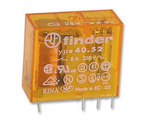 finder Relay for Circuit Boards 40.52.8.024.0000 40.52.8.024.0000 24 V/AC 8 A 2 Inverters (RT) 1 Piece