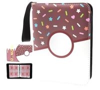FindFunFine Donuts Card Binder Card Holder Album Cards Trading Cards Holder Zipper Binder For Cards Collection 400 Pocket Brown