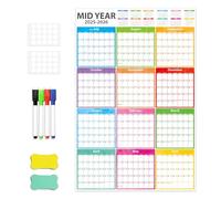 FindFunFine Large Wall Planner Calendar Planner Mid 2025-2027 Year Office, University, School, Academic Calendar,24 Monthly Wall With Folded Portrait design