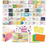 FindFunFine Thank You Cards 100 Sets Unique Greeting Cards With Envelopes Gold Seal Stickers Thank You Notes Greeting Cards Storage Box 4X6 Inch For Birthday, Wedding, Bridal Showers