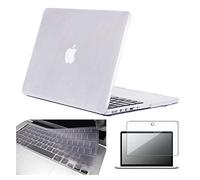 FINDING CASE Bundle 3 In 1 Glossy Crystal Hard Shell Case For Macbook Pro 13 inch with retina display A1502/A1425,13” Case + UK/EU layout Silicone Keyboard Cover + Screen Protector (crystal Clear)