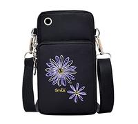 FINDING CASE Daisy Printed Women Girls men Zipper Waterproof Nylon 3 Layers Crossbody Bags Wallet Cellphone Purse Shoulder Bag Wristlet Handbags Adjustable Strap (daisy006)
