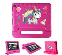 FINDING CASE for Amaozn Fire HD 8 Tablet | 8 HD Display Case (8th / 7th / 6th Gen - 2018, 2017,2016 Release) - ShockProof Handle Foam Stand Kids Protective Cover for Fire HD 8 (pink-Unicorn rainbow)