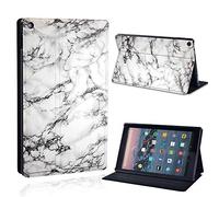 FINDING CASE For Amazon Fire HD 10 (7th gen 2017) Tablet - Printed PU Flip Leather Smart Lightweight Shell Stand Cover Case for Fire HD 10 (7th gen 2017) (white carrera marble)
