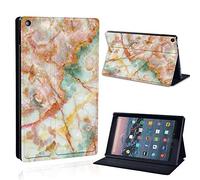 FINDING CASE For Amazon Fire HD 10 (9th gen 2019) Tablet - Printed PU Flip Leather Smart Lightweight Shell Stand Cover Case for Fire HD 10 (9th gen 2019) (red rainbow marble)
