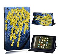 FINDING CASE For Amazon Fire HD 8 (6th 7th 8th Gen) Tablet - Printed PU Flip Leather Smart Lightweight Shell Stand Cover Case for Fire HD 8 (6th 7th 8th Gen) (yellow flower paint)