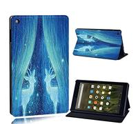 FINDING CASE For Amazon Fire HD 8 (6th 7th 8th Gen) Tablet - Printed PU Flip Leather Smart Lightweight Shell Stand Cover Case for Fire HD 8 (6th 7th 8th Gen) (twin deer moon light)